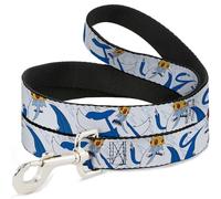 Cartoon Network Pet Leash, Dog Leash, Adventure Time Ice King Poses and Bolts White/Blue, 4 Feet Long 1.5 Inch Wide