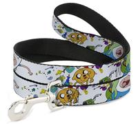 Cartoon Network Pet Leash, Dog Leash, Adventure Time Jake and Finn Open Pack Pose White, 6 Feet Long 1.5 Inch Wide