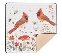Cartoon Northern Birds White Soft Thick Baby Playmat for Indoor Outdoor Lightweight Padded Baby Mat for Babies Infants Toddlers, 50'' x 50''