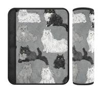 Cartoon Norwegian Safari Cat Silver 2 pcs carseat Belt Cover Release Stress to Your Neck and Shoulders for Van funda para cinturón de carro