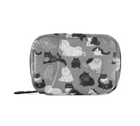 Cartoon Norwegian Safari Cats Silver aid Bag with Detachable Compartments Portable Travel Pill case
