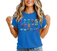 Cartoon Numbers Day Maths Day Womens Graphic T-Shirt Mathematics Educational Fun Math Teacher Tee L (16-18) Royal