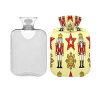 Cartoon Nutcracker Soldiers Snowflake Yellow Red Water Bottle for hot Water with Soft Cover 2L Bottle Bag for Sore Muscle Menstrual Cramps Bolsa para cólicos menstruales