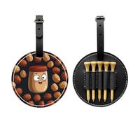 Cartoon Nuts Cute Black Printed Golf tee Storage Bag - for Men only, Durable PU Material, Easy to Carry, Enhance The Golf Experience