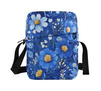 Cartoon Oberonia Flower Royal Blue men's messenger bag over the shoulder bags for men Casual Purse Cross Body Shoulder Handbag For Travel Adjustable Strap for Casual Casual School