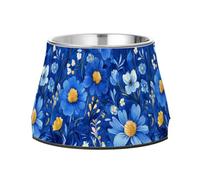 Cartoon Oberonia Royal Blue Bowls for Pets Elevated Stainless Steel Cats Food Bowl for Slow Feed Dogs Whisker Relief