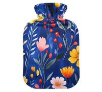 Cartoon Oberonia Royal Blue Travel hot Water Bottle with Soft Cover, 2L Water Bag for Tummy Warmer, Menstrual Cramps, bolsas de agua Caliente para Dolores