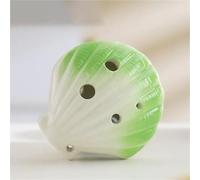 Cartoon Ocarina 6-hole Alto C-tune Shell Shape Ocarina Beginner Teaching Ceramic Pendant Music Enlightenment(Green)