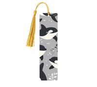 Cartoon Ocean Whale Bookmark Sea Coral Wooden Bookmark with Tassel Book Mark for Women Men Reading Page Markers Gifts for Book Lovers