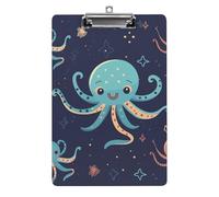 Cartoon Octopus Clipboard Retractable Hanging Tab Clip Board Plastic Clipboard Nursing Clipboards Nurse, Doctor, Cute Design for Standard Size 12.5 X 8.5Inch