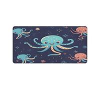 Cartoon Octopus Desk Pad Large Washable Desk Mat Non-Slip Rubber Base Smooth Surface Mouse Pads Generic Keyboard Pad Portable Desk Protector for Laptop Computer Mat