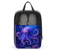 Cartoon Octopus Glowing Tentacles Shoe Bag for Travel Daily Use Anti-dust Storage Carrier Golf Shoe Pouch