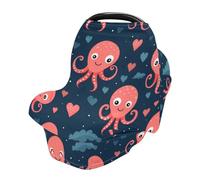 Cartoon Octopus Nursing Cover Breastfeeding Scarf, Car Seat Covers for Babies Infant Stretchy Soft Breathable Multi-Use Cover Ups, Gift for Boys Girls