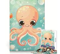 Cartoon Octopus Ocean Scene Puzzles for Adults 1000 Puzzles Cognitive Workout Time Well Spent No Rough Edges Merry Gift (38x52cm)