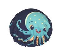 Cartoon Octopus Shower Cap Reusable Waterproof Shower Bonnet for Women Men Elastic Band Bath Hair Hat Double Layered Washable Bath Cap for All Hairstyles, Travel-Friendly