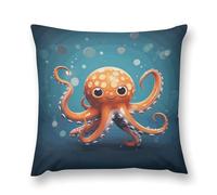 Cartoon Octopus Soft Plush Throw Pillow Cover Modern Decorative Pillow Case Farmhouse Cushion Cover with Hidden Zipper for Couch Sofa Bed Outdoor Home Decor 12 "x12