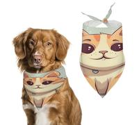 Cartoon of A Cat Dog Bandanas Cute Soft Cotton Puppy Scarves Washable Daily Summer Durable Triangle Reversible Bibs Suitable for Small Medium Large Dogs and Cats