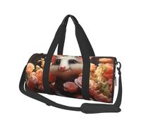 Cartoon Opossum and Roses Duffel Bags for Women Men, Foldable Travel Totes Bag for Airplane Essentials, Weekender Overnight Bags Large Sport Gym Bag Carry On Luggage Bag with Strap