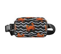 Cartoon Orange Crab Wave Pattern Fashionable Crossbody Bag Anti Theft Waist Pack for small businessmen Waterproof with Adjustable Strap for Travel Shopping Running accesorios para correr, cartoon