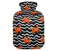Cartoon orange crab wave pattern hot water bottle with soft cover, 2 l hot compress for (script), (script), bolsas para agua Caliente