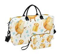 Cartoon Orange Fox Travel Duffel Bags Large Carry On Airport Bag Gym Sports Duffel Bags with Toiletry Bag for Hiking Foldable, Cartoon Orange Fox, One Size