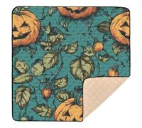 Cartoon Orange Halloween Evil Pumpkin Soft Foam Baby Playmat for Floor Water Resistant Baby Crawling Mat for Baby Kids Toddlers Infants, 50'' x 50''