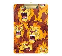 Cartoon Orange Lion Acrylic Flat clipboard Hole Standard Letter A4 Size Plastic for Softball Coaches clipboard Teacher Gold 12x9in Tablas para escribir