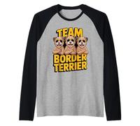 Cartoon Otter Head Pet Dog Breed Cool Team Border Terrier Raglan Baseball Tee