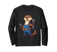 Cartoon Otter in Overalls with Tools - Construction Animal A Long Sleeve T-Shirt