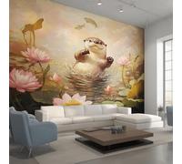 Cartoon Otter Wallpaper - Kids Cute Animal Wall Mural 250x175 cm (W x H), Non-Woven Photo Wallpaper Mural for Bedroom, Living Room, Hallway, Home Decor Y&W13