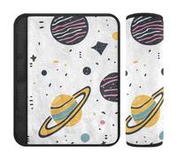 Cartoon Outer Planets Alphabet White 2 Pack car seat Neck Strap Cover More Comfort Driving for Most Cars funda para cinturón de carro