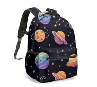 Cartoon Outer Space Galaxy Print 16 Inch Backpack for Kids Children, Spaceship Rocket Planet Stars Night Sky School Bag (09)
