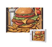 cartoon oversized burgers Wooden Puzzle 1000 Pieces â€“ Color Box Packaging Family Leisure Challenge with Indoor Decoration