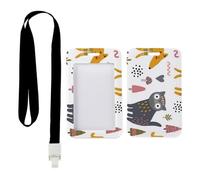 Cartoon Owl Badge Holder with Black Lanyard, Keycard Holder, Vertical ID Cards Protector for Work, Vertical Name Badges Protector for Office, Nurse Essentials Work Nurse Accessories