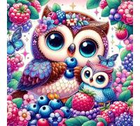 Cartoon Owl Blueberry 90 Piece Jigsaw Puzzles for Adults 30x30cm, adult jigsaw puzzles 90 Pieces, Challenging&Brainteasing Puzzle Family Games, Beautiful Decoration puzzle