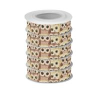 Cartoon Owl Brown Christmas Ribbon Set, Narrow
