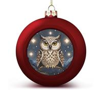 Cartoon Owl Christmas Ball Ornaments 2PCS Shatterproof Christmas Tree Decorations Red Xmas Hanging Balls for Tree Decor, Holiday Wedding Party Decorative Pendants