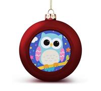 Cartoon Owl Christmas Ball Ornaments - Shatterproof Plastic Vintage Rustic Xmas Tree Decorations Pendant for Family Holiday Wedding Party Xmas Hanging Decoration