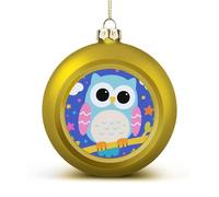 Cartoon Owl Christmas Ball Ornaments - Shatterproof Plastic Vintage Rustic Xmas Tree Decorations Pendant for Family Holiday Wedding Party Xmas Hanging Decoration