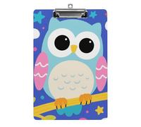 Cartoon Owl Clipboard 8.5×12.5 Inch Acrylic Clip Board with Metal Clip A4 Letter Size Decorative Clipboard Cute Hanging Clipboards for Office, Teacher, Nurse, Doctor,