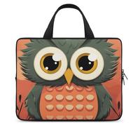 Cartoon Owl on Orange Background Laptop Sleeve Ultra-Thin, Lightweight & Waterproof 10inch Laptop Bags, Durable Neoprene Material, Portable Protective Computer Bag with Hand Strap