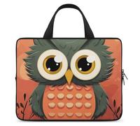 Cartoon Owl on Orange Background Laptop Sleeve Ultra-Thin, Lightweight & Waterproof 12inch Laptop Bags, Durable Neoprene Material, Portable Protective Computer Bag with Hand Strap