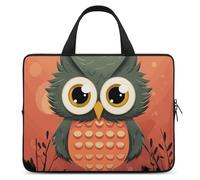 Cartoon Owl on Orange Background Laptop Sleeve Ultra-Thin, Lightweight & Waterproof 15inch Laptop Bags, Durable Neoprene Material, Portable Protective Computer Bag with Hand Strap