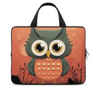 Cartoon Owl on Orange Background Laptop Sleeve Ultra-Thin, Lightweight & Waterproof 17inch Laptop Bags, Durable Neoprene Material, Portable Protective Computer Bag with Hand Strap