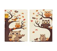 Cartoon Owl on Tree Passport Card Holder Travel Passport Covers Case Pu Passport Book Cover Passport Wallet Cover Case Passport Protective Cover Unisex Passport Protector, style, 20.3x13.8cm