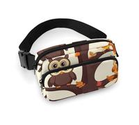 Cartoon Owl on Tree Waist Bag Fashion Fanny Bag with Adjustable Strap for Outdoor Workout Cycling Unisex, white, 20x13cm, Waist Bag