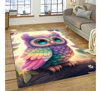 Cartoon Owl Pattern Living Room Carpet, Bedroom Bedside Non-slip Floor Mat, 3D Painted Floral Retro Decorative Carpet, Suitable for Balcony, Study, Corridor, Entrance (Color 4,160x230 cm)