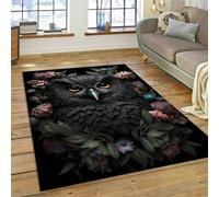 Cartoon Owl Pattern Living Room Carpet, Bedroom Bedside Non-slip Floor Mat, 3D Painted Floral Retro Decorative Carpet, Suitable for Balcony, Study, Corridor, Entrance (Color 1,80x160 cm)