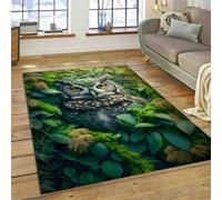 Cartoon Owl Pattern Living Room Carpet, Bedroom Bedside Non-slip Floor Mat, 3D Painted Floral Retro Decorative Carpet, Suitable for Balcony, Study, Corridor, Entrance (Color 2,100x120 cm)