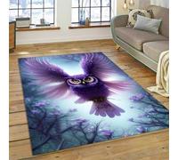 Cartoon Owl Pattern Living Room Carpet, Bedroom Bedside Non-slip Floor Mat, 3D Painted Floral Retro Decorative Carpet, Suitable for Balcony, Study, Corridor, Entrance (Color 3,120x160 cm)